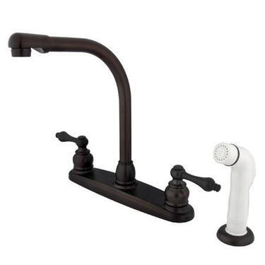 Kingston Brass GKB715AL Water Saving Victorian High Arch Kitchen Faucet with Lever Handles and Sprayer, Oil Rubbed Bronze Kitchen Faucet Kingston Brass